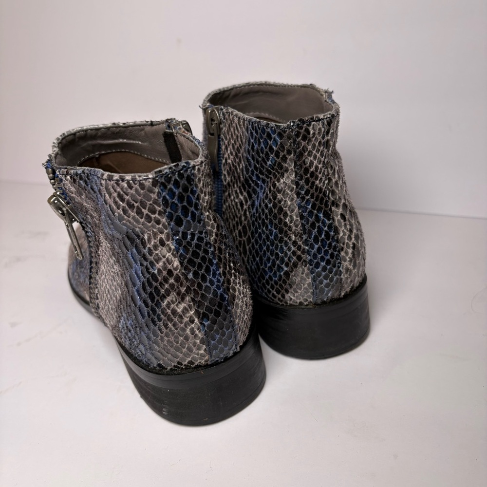 Anthropologie Vanessa Wu 38 US 8 Snake Reptile Print Leather Ankle Boots Booties - Picture 6 of 10